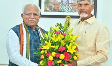 आंध्र प्रदेश के मुख्यमंत्री एन. चंद्रबाबू नायडू ने केंद्रीय मंत्री मनोहर लाल से की मुलाकात