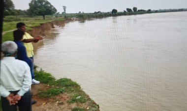 गजपुर बाजार में राप्ती नदी की कटान तेज ग्रामीण भयभीत