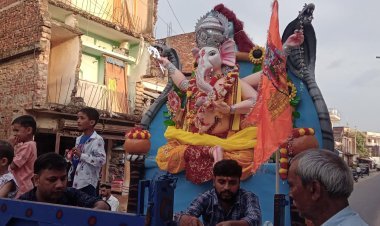 करवल उर्फ मझगावां के प्रधान संदीप मोदनवाल ने गणेश भगवान का किया विधिवत विसर्जन: रकहट नदी में भावपूर्ण विदाई