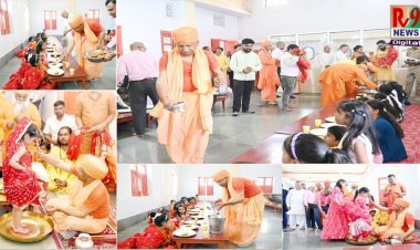महानवमी पर योगी आदित्यनाथ ने किया देवी स्वरूपा कन्याओं का पूजन, की संपूर्ण सृष्टि के कल्याण की प्रार्थना