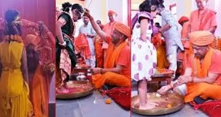 नवमी पर नारी शक्ति को नमन: सीएम योगी ने पांव पखारकर किया कन्या पूजन, लिया आशीर्वाद, गोरखनाथ मंदिर में गूंजा आस्था का महापर्व