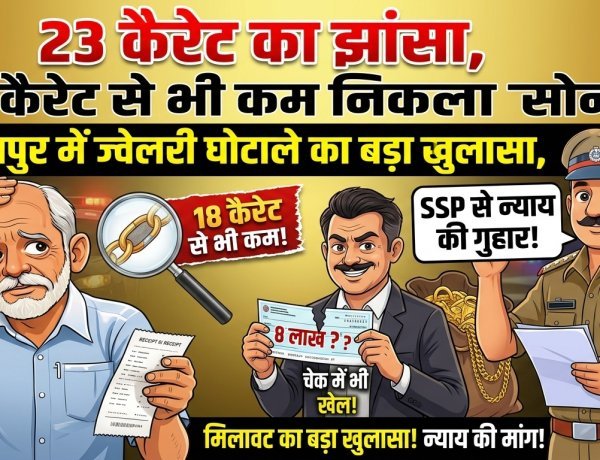 23 कैरेट का झांसा, 18 कैरेट से भी कम निकला सोना! — गोरखपुर में ज्वेलरी घोटाले का बड़ा खुलासा, 8 लाख के चेक में भी खेल, SSP से न्याय की गुहार