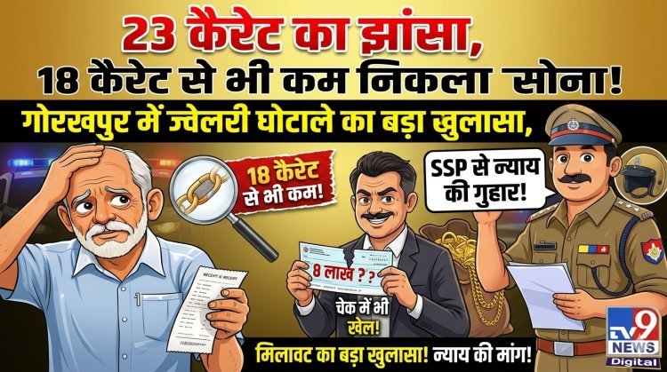 23 कैरेट का झांसा, 18 कैरेट से भी कम निकला सोना! — गोरखपुर में ज्वेलरी घोटाले का बड़ा खुलासा, 8 लाख के चेक में भी खेल, SSP से न्याय की गुहार