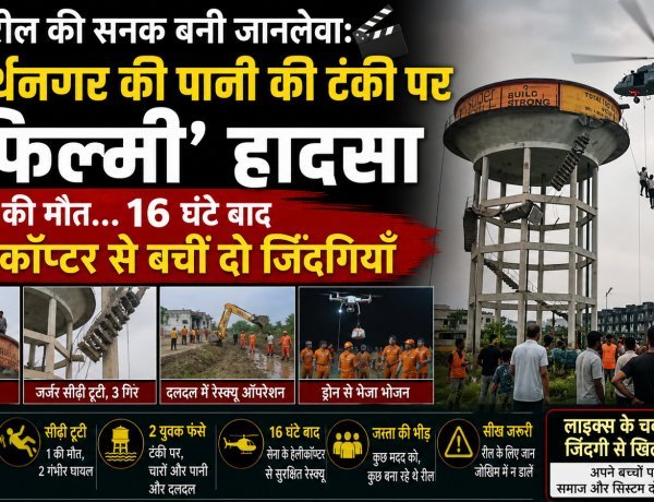 रील की सनक बनी जानलेवा: सिद्धार्थनगर की पानी की टंकी पर ‘फिल्मी’ हादसा, एक की मौत… 16 घंटे बाद हेलीकॉप्टर से बची दो ज़िंदगियाँ