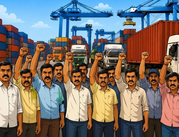 हजीरा पोर्ट पर परिवहन संकट गहराया: अनिश्चितकालीन हड़ताल की चेतावनी, हजारों कंटेनरों की आवाजाही पर मंडराया संकट