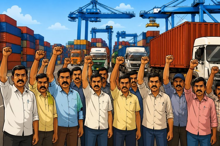 हजीरा पोर्ट पर परिवहन संकट गहराया: अनिश्चितकालीन हड़ताल की चेतावनी, हजारों कंटेनरों की आवाजाही पर मंडराया संकट