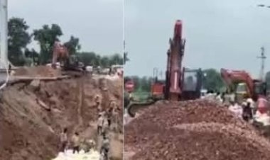 उद्घाटन के डेढ़ महीने में ही भरभराकर गिरी ब्रिज की दीवार, निर्माण गुणवत्ता पर उठे गंभीर सवाल