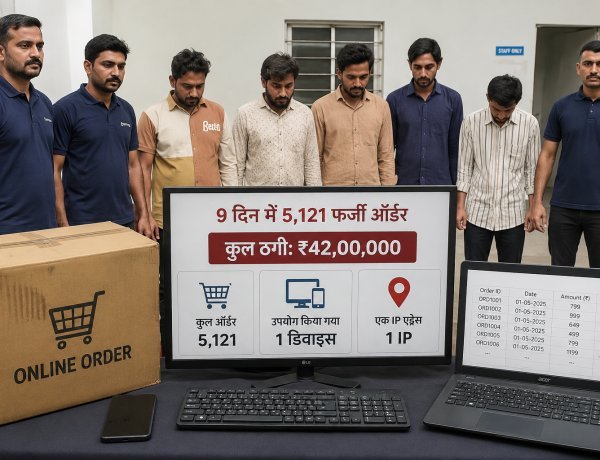 9 दिन में 5,121 फर्जी ऑर्डर! एक डिवाइस और एक IP से रचा 42 लाख की ऑनलाइन ठगी का खेल—सूरत में साइबर क्राइम का बड़ा खुलासा