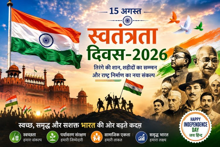 स्वतंत्रता दिवस-2026: तिरंगे की शान, शहीदों का सम्मान और राष्ट्र निर्माण का नया संकल्प—स्वच्छ, समृद्ध एवं सशक्त भारत की ओर बढ़ते कदम