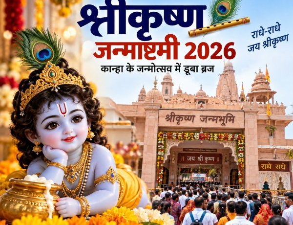 कान्हा के जन्मोत्सव में डूबा ब्रज: ‘नंद के आनंद भयो’ के जयघोष से गूंजी मथुरा, श्रीकृष्ण जन्मभूमि पर उमड़ा आस्था का सैलाब