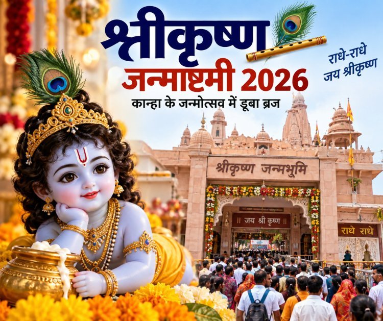 कान्हा के जन्मोत्सव में डूबा ब्रज: ‘नंद के आनंद भयो’ के जयघोष से गूंजी मथुरा, श्रीकृष्ण जन्मभूमि पर उमड़ा आस्था का सैलाब