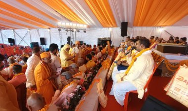 रुद्र महायज्ञ के दूसरे दिन अरणी मंथन से प्रज्ज्वलित हुई यज्ञाग्नि, 108 ब्राह्मणों का हुआ पूजन