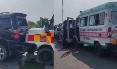 यूपी: पूर्वांचल एक्सप्रेसवे पर राहुल गांधी के काफिले की गाड़ियां आपस में टकराईं, कई लोग घायल; सांसद सुरक्षित