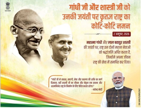 आजमगढ़ कलेक्ट्रेट में गांधी-शास्त्री जयंती पर श्रद्धांजलि, जिलाधिकारी रविंद्र कुमार ने प्रतिमाओं पर अर्पित की पुष्पांजलि